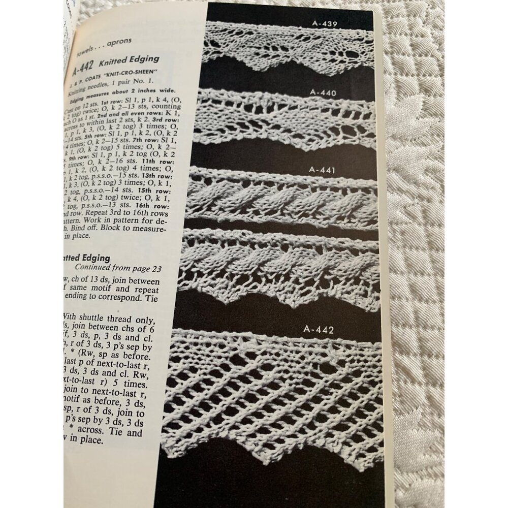 Coats & Clark's Priscilla Crochet & Knit Tatted Hairpin Edgings Design Book No 1 - Picture 5 of 11